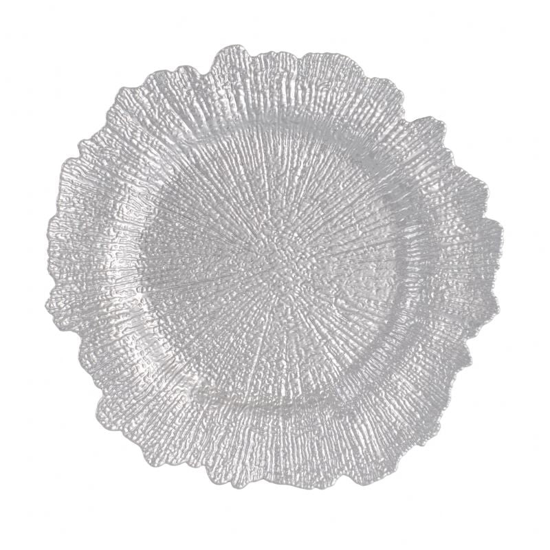 DS-956CEAC964 – 13’’ Silver Blossom Charger Plate
