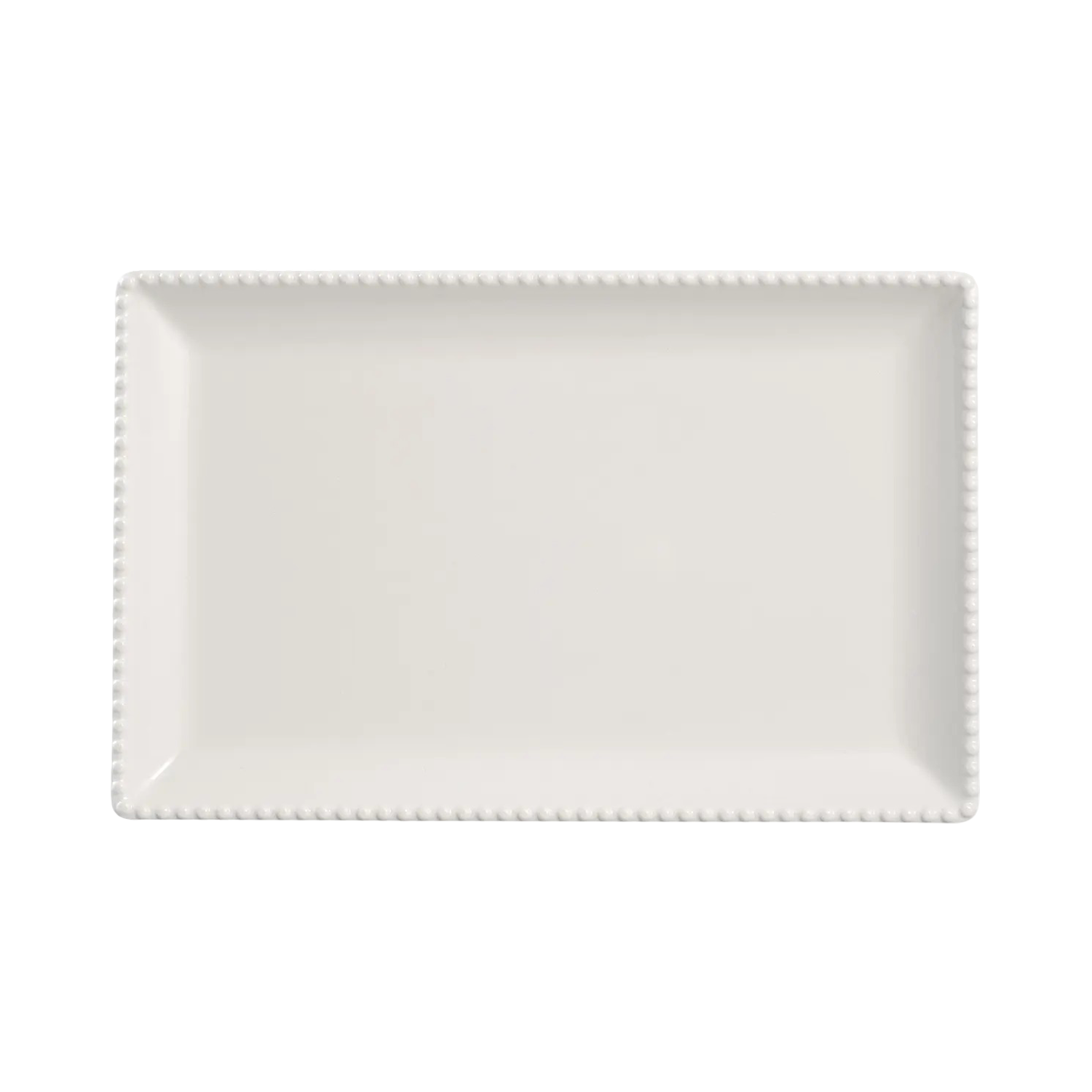 DS-5C239FA611 - 14x9'' Rectangular Melamine Beaded Platter, Durable White