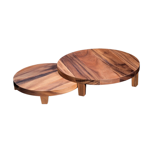 DS-0FE6C8AA39 - Pedastel Round ., display 2 sets acacia wood